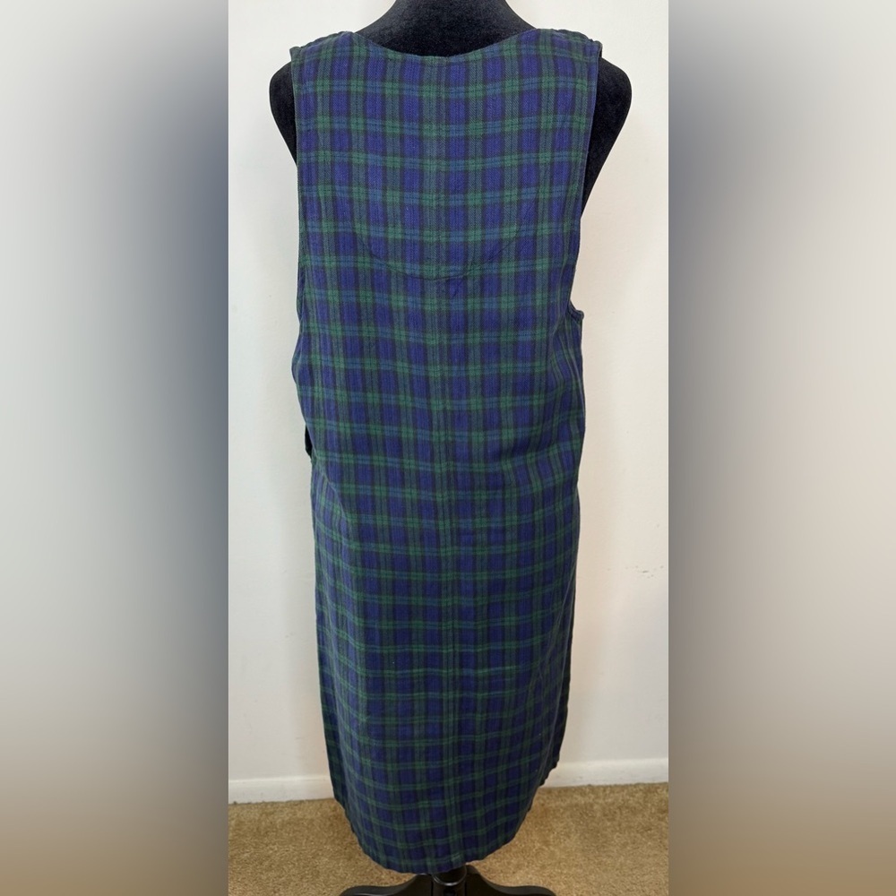 Vintage Bryn Connelly Blue Green Tartan plaid preppy cotton jumper dress small - Picture 5 of 8